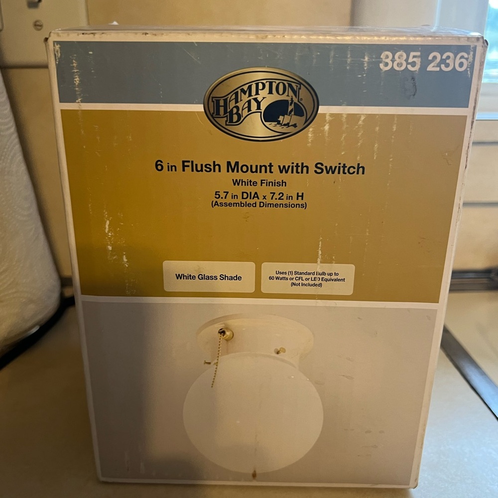Brand new in box Hampton Bay 6” flush mount with switch